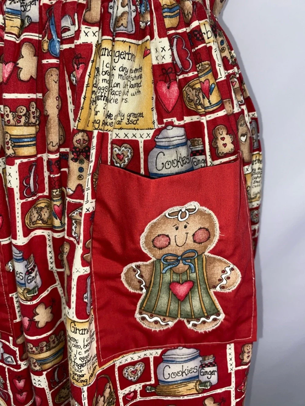 Vintage Baking Apron Grandma's Gingerbread Holiday by Dianna Marcum Red